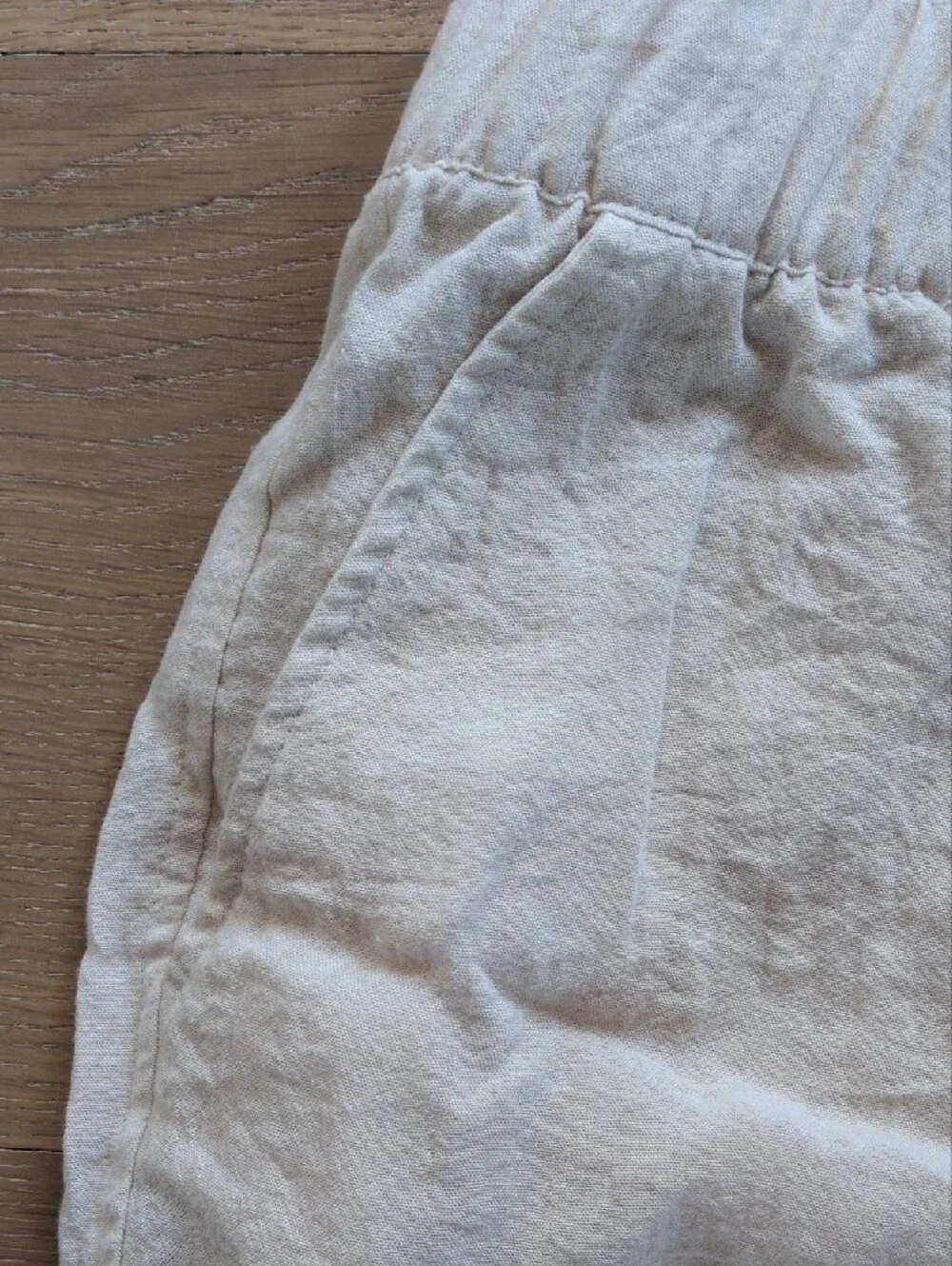 H&M Off White Linen-like Blend Elastic Waist Pants Size Small